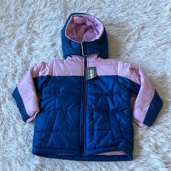 Operation Warm Kids Unisex full zip puffer winter coat pink/blue size 5/6